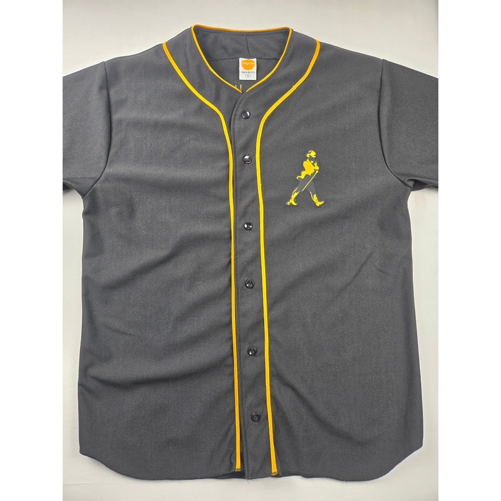 Johnnie Walker Baseball Jersey XL Tangerine Black Gold Embroidered‎ USA Made
